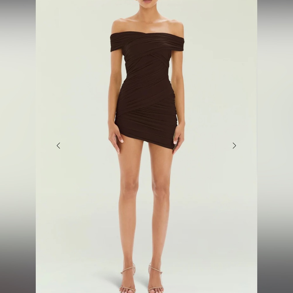 SER.O.YA Deniz Mesh Mini Dress In Brown Size Medium